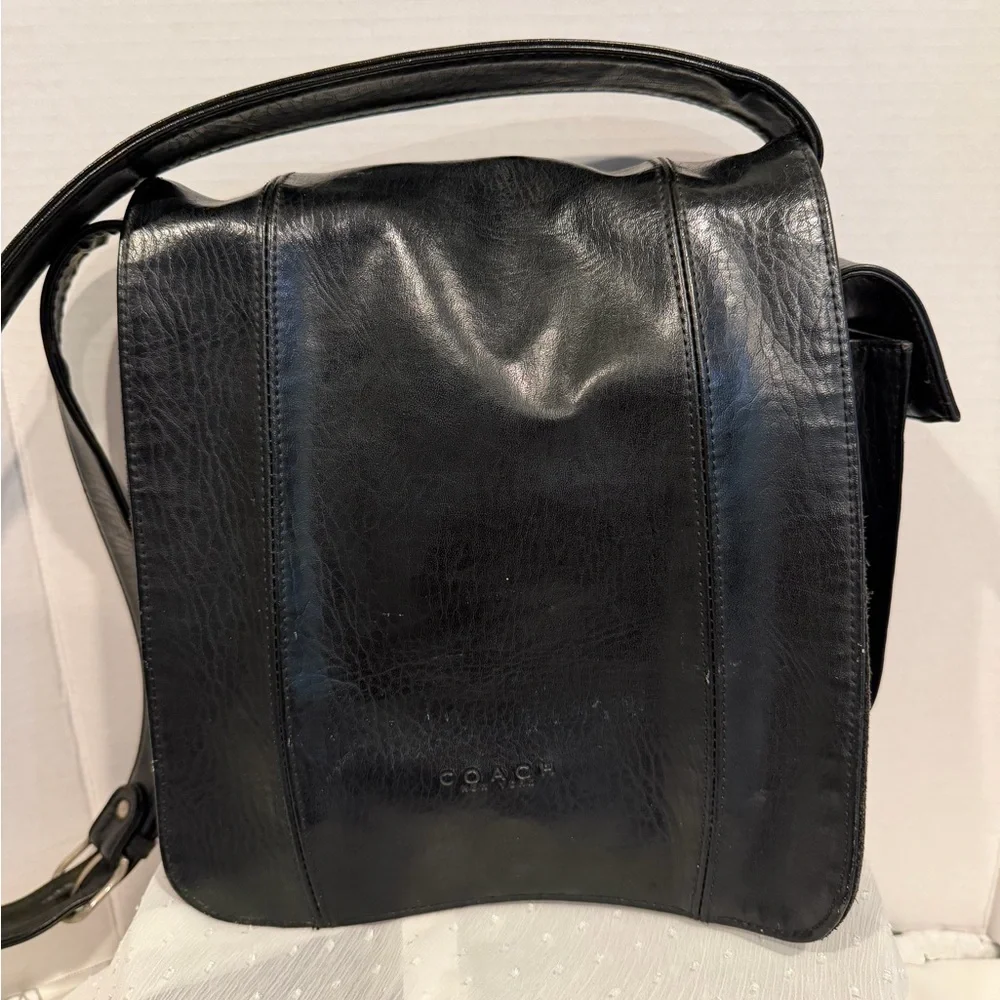 Coach Black Leather Messenger Bag